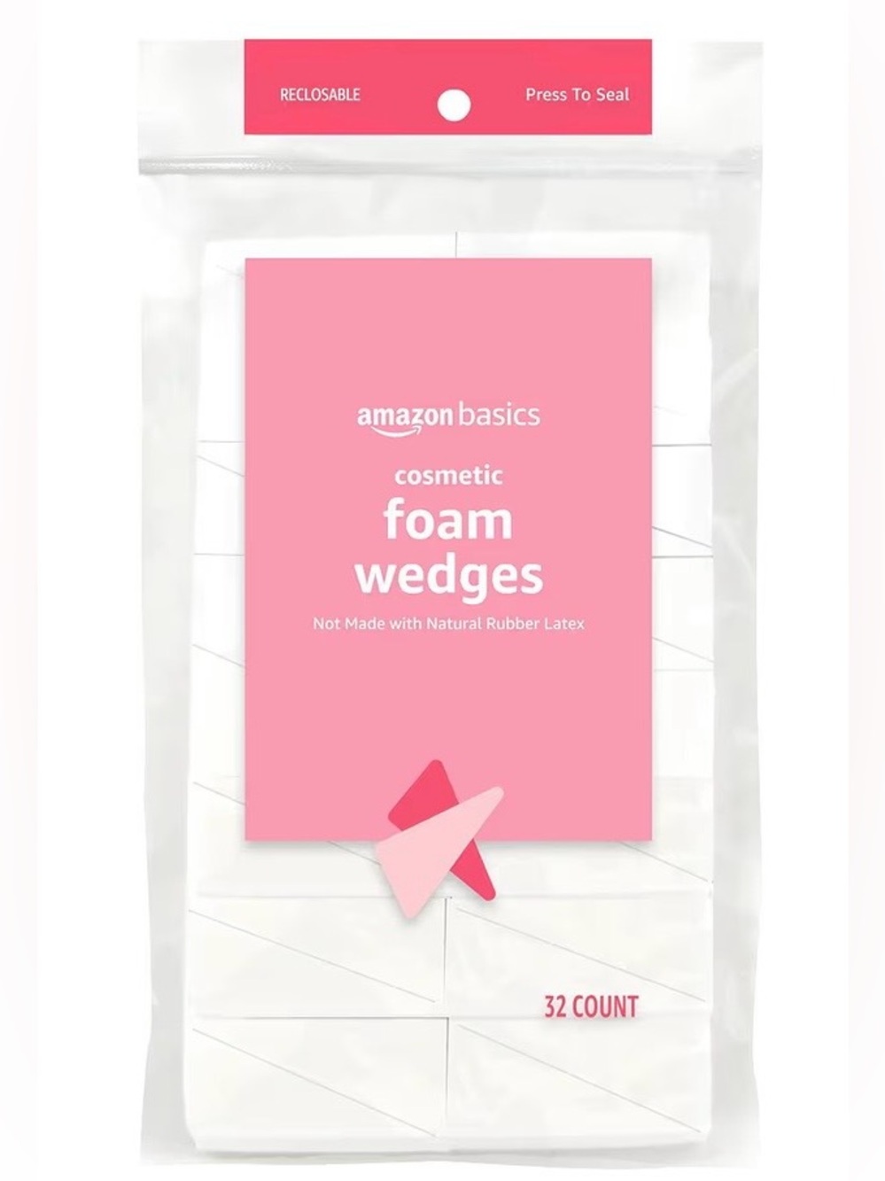 NWT Amazon Basics Cosmetic Foam Wedges - (32 Count)